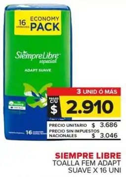 Carrefour Maxi Siempre libre toalla fem adapt suave oferta