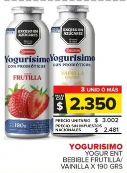 Carrefour Maxi Yogurisimo yogur ent bebible frutilla/ vainilla oferta