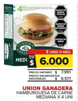 Carrefour Maxi Union ganadera hamburguesa de carne mediana oferta