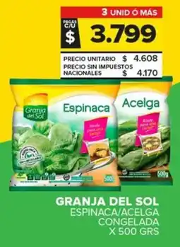 Carrefour Maxi Granja del sol espinaca/acelga congelada oferta