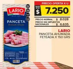 Carrefour Maxi Lario panceta ahumada feleada oferta