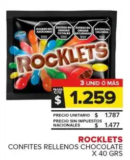 Carrefour Maxi Rocklets confites rellenos chocolate oferta