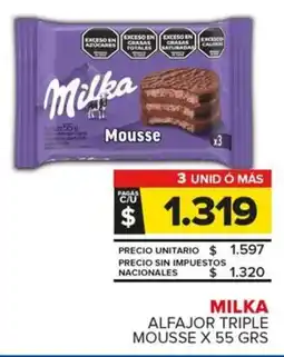 Carrefour Maxi Milka alfajor triple mousse oferta