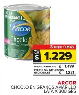 Carrefour Maxi Arcor choclo en granos amarillo lata oferta