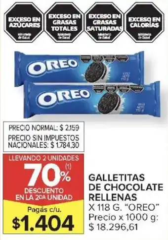 Oreo galletitas de chocolate rellenas