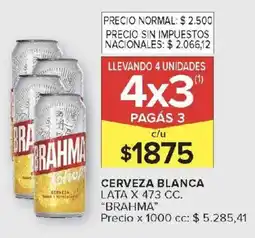 Carrefour Brahma cerveza blanca lata oferta