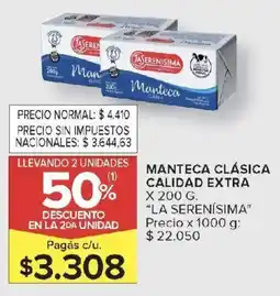 Carrefour La serenísima manteca clásica calidad extra oferta