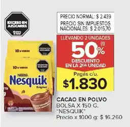 Carrefour Nesquik cacao en polvo bolsa oferta