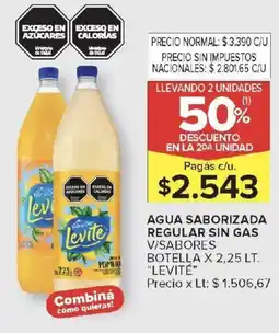Carrefour Levité agua saborizada regular sin gas v/sabores botella oferta