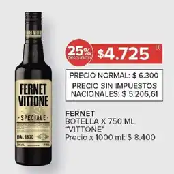 Carrefour Vittone fernet botella oferta