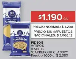 Carrefour Carrefour classic fideos v/tipos oferta