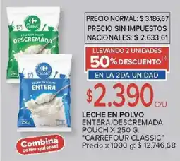 Carrefour Carrefour classic leche en polvo entera/descremada pouch oferta