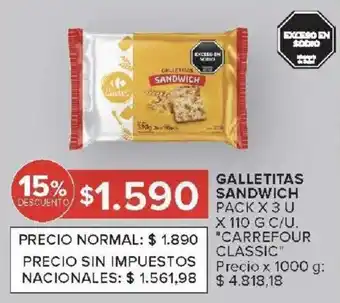 Carrefour Carrefour classic galletitas sandwich oferta
