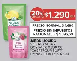 Carrefour Jabón líquido v/fragancias carrefour soft doy pack oferta