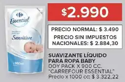 Carrefour Carrefour essential suavizante líquido para ropa baby doy pack oferta