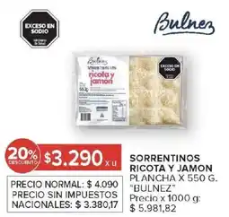 Carrefour Bulnez sorrentinos ricota y jamon plancha oferta