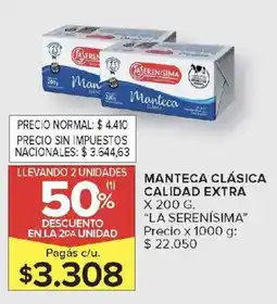 Carrefour La serenísima manteca clásica calidad extra oferta