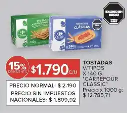 Carrefour Carrefour classic tostadas v/tipos oferta