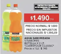 Carrefour Carrefour classic agua saborizada v/sabores botella oferta