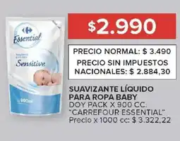 Carrefour Carrefour essential suavizante líquido para ropa baby doy pack oferta