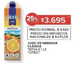Carrefour Citric jugo de naranja clásica tetra oferta