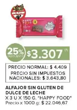 Carrefour Happy food alfajor sin gluten de dulce de leche oferta