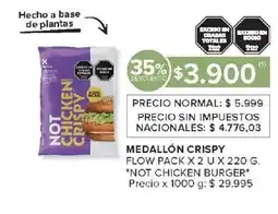 Carrefour Not chicken burger medallón crispy flow pack oferta