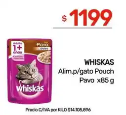 Nini Mayorista Whiskas alim.p/gato pouch pavo oferta