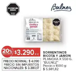 Carrefour Bulnez sorrentinos ricota y jamon plancha oferta