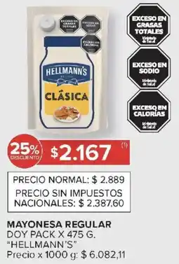 Carrefour Hellmann's mayonesa regular doy pack oferta