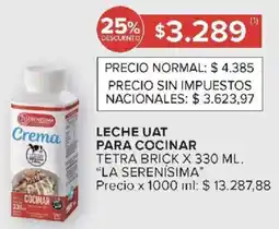 Carrefour La serenisima leche uat para cocinar tetra brick oferta