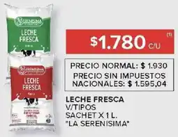 Carrefour La serenisima leche fresca v/tipos sachet oferta
