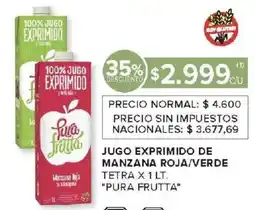 Carrefour Pura frutta jugo exprimido de manzana roja/verde tetra oferta