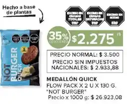 Carrefour Not burger medallón quick flow pack oferta