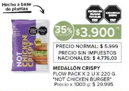 Carrefour Not chicken burger medallón crispy flow pack oferta