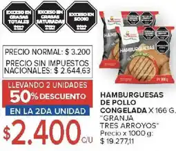 Carrefour Granja tres arroyos hamburguesas de pollo congelada oferta