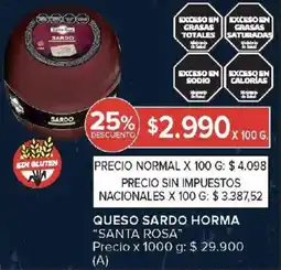Carrefour Santa rosa queso sardo horma oferta