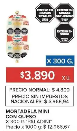 Carrefour Paladini mortadela mini con queso oferta