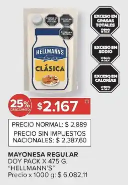 Carrefour Hellmann's mayonesa regular doy pack oferta