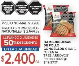 Carrefour Granja tres arroyos hamburguesas de pollo congelada oferta