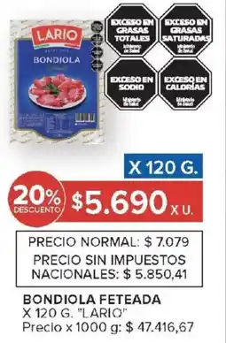 Carrefour Lario bondiola feteada oferta
