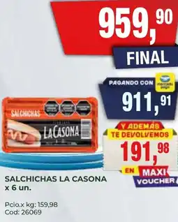 Maxiconsumo La casona salchichas oferta