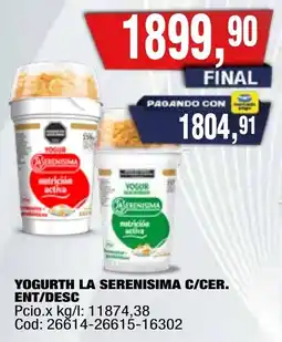 Maxiconsumo La serenisima yogurth c/cer. ent/desc oferta