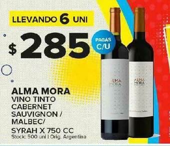 Carrefour Maxi Alma Mora Vino Tinto Cabernet Sauvignon - Malbec - Syrah oferta