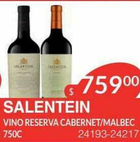Masivos Salentein Vino Reserva Cabernet Malbec oferta