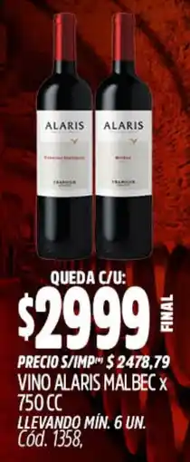 Supermercados Yaguar Alaris vino malbec oferta