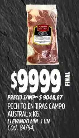 Supermercados Yaguar Pechito en tiras campo austral oferta