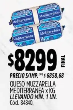 Supermercados Yaguar Muzzarella queso mediterranea oferta