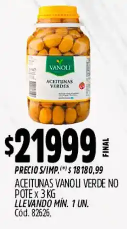 Supermercados Yaguar Vanoli aceitunas verde no pote oferta