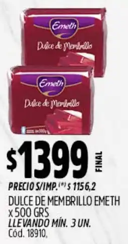 Supermercados Yaguar Emeth dulce de membrillo oferta